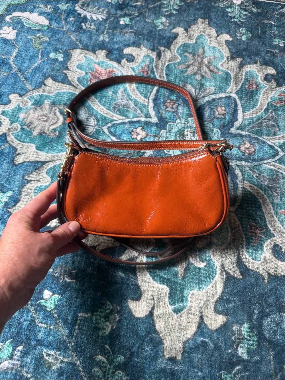 Women's coach cinnamon Leather Crossbody Bag with Front Buckle Pocket - Picture 7 of 16